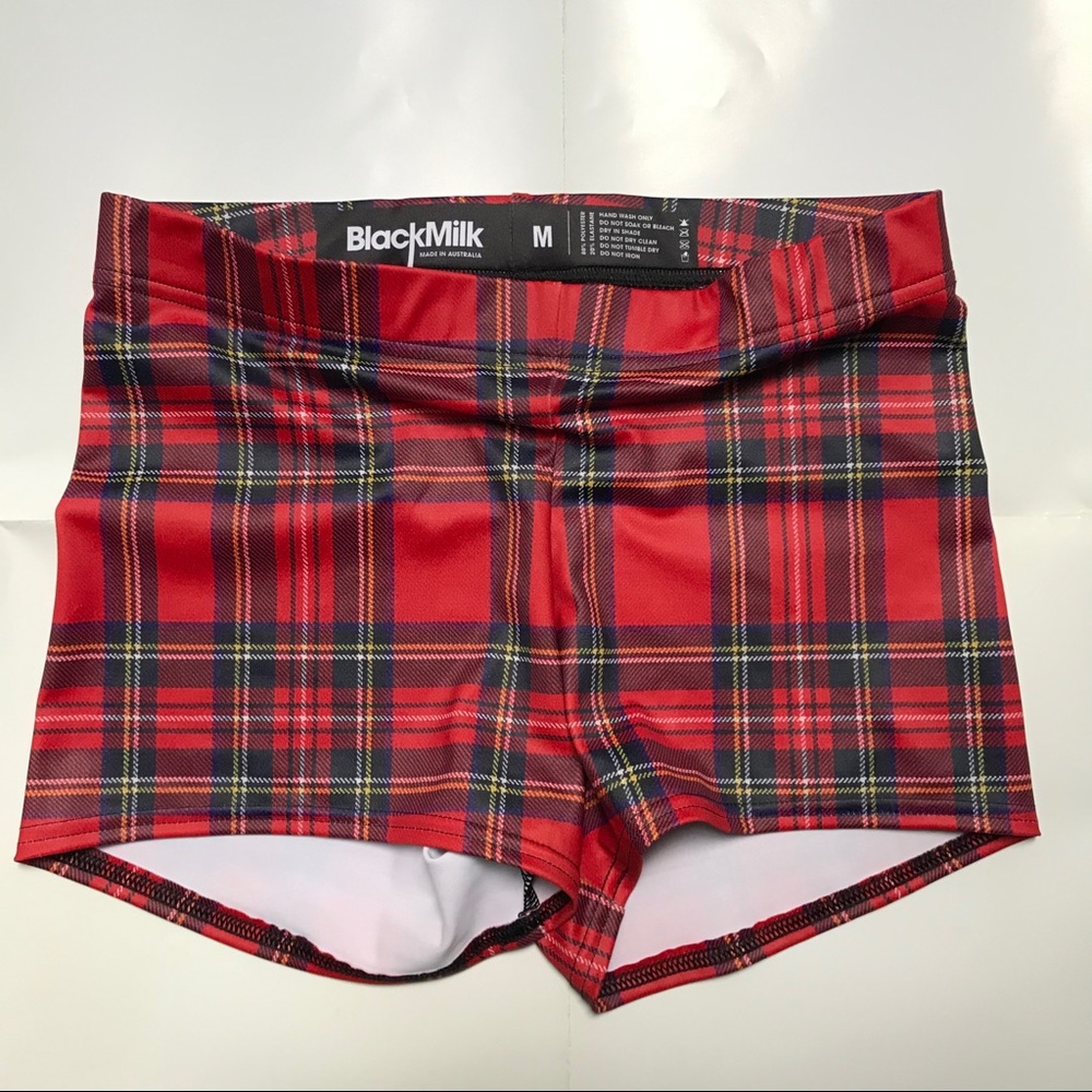 Blackmilk Red Tartan Booty Shorts - M